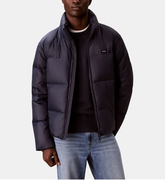 Doudoune courte droite matelassée zippée - Calvin Klein - Bleu marine