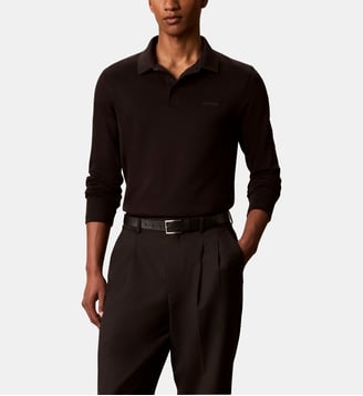 Polo slim manches longues - Calvin Klein - Noir
