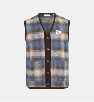 Gilet Fourcade en laine - Maison Labiche - Marron et bleu