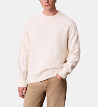 Pull à col rond - Calvin Klein - Écru