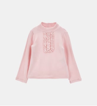 T-shirt à col roulé à volants - Monnalisa - Rose clair