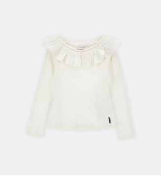 T-shirt à volants et perles - Monnalisa - Blanc