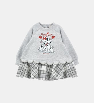 Robe sweat-shirt Puppy Love - Monnalisa - Gris perle