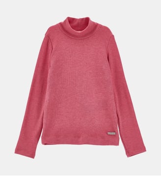 T-shirt à col roulé côtelé - Monnalisa - Fushia