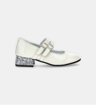 Ballerines vernies à talon pailleté - Monnalisa - Blanc