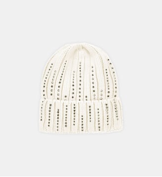 Bonnet en maille mélangée - Monnalisa - Blanc et strass