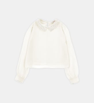 Blouse à strass - Monnalisa - Blanc et strass