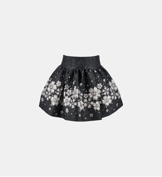 Jupe courte à volants et bijoux - Monnalisa - Noir et gris