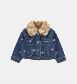 Veste en denim à col amovible - Monnalisa - Bleu