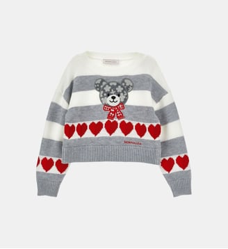 Pull à col rond - Monnalisa - Gris et rouge