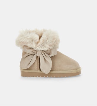Bottines à nœud en fourrure - Monnalisa - Beige