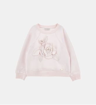 Sweat ample coton imprimé rose - Monnalisa - Rose pâle