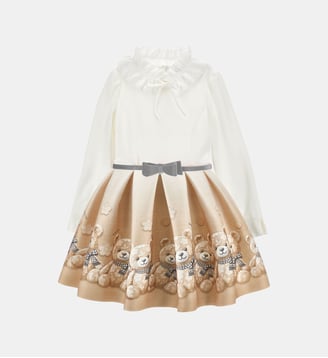 Robe évasée à volants - Monnalisa - Beige