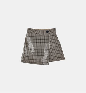 Short évasé à paillettes - Monnalisa - Pied de poule beige