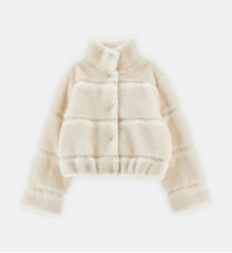 Blouson bomber en peluche - Monnalisa - Blanc