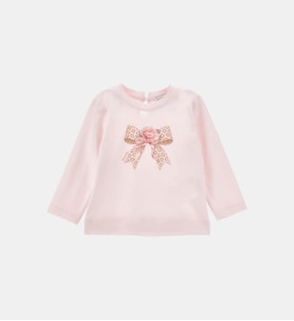 T-shirt Bow and Rose - Monnalisa - Rose clair