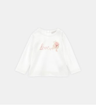 T-shirt Love à manches longues - Monnalisa - Blanc