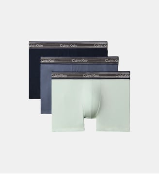 Lot de 3 boxers en coton stretch - Calvin Klein - Vert et gris