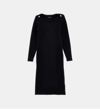 Robe pull côtelee boutonnee - Monnalisa - Nero