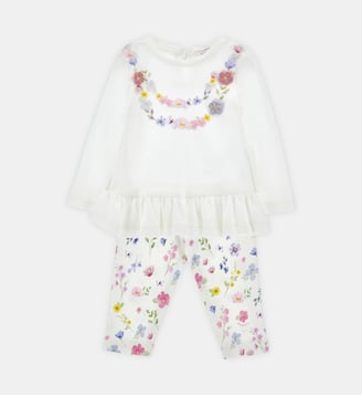 Ensemble t-shirt long et legging - Monnalisa - Panna