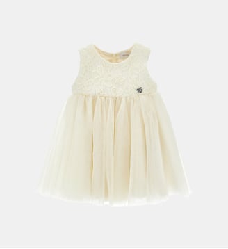 Robe corolle en tulle brodé - Monnalisa - Panna