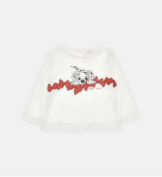 Pull à nœuds en coton - Monnalisa - Blanc et rouge