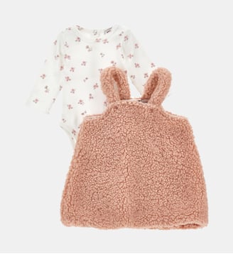 Ensemble salopette en peluche et body - Monnalisa - Panna