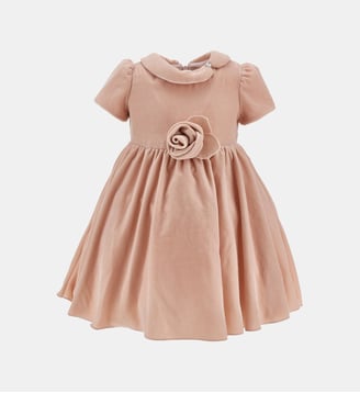 Robe évasée en velours - Monnalisa - Rose poudré