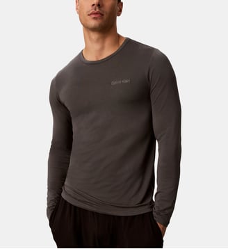 T-shirt de pyjama ajusté manches longues - Calvin Klein - Gris foncé