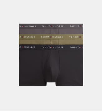 Lot de 3 boxers nylon stretch signature - Tommy Hilfiger - Kaki et noir