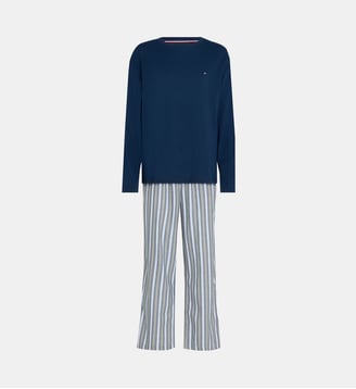 Ensemble de pyjama long à rayures - Tommy Hilfiger - Bleu et multicolore