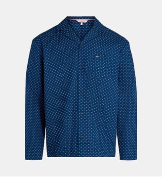 Ensemble de pyjama long coton imprimé - Tommy Hilfiger - Bleu marine