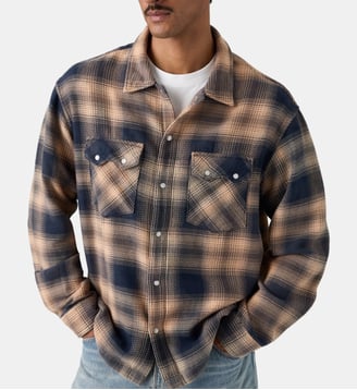 Chemise western ample coton à carreaux - Levi's - Bleu et orange
