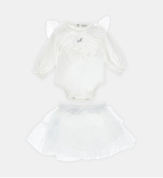 Body avec jupe en tulle - Monnalisa - Panna