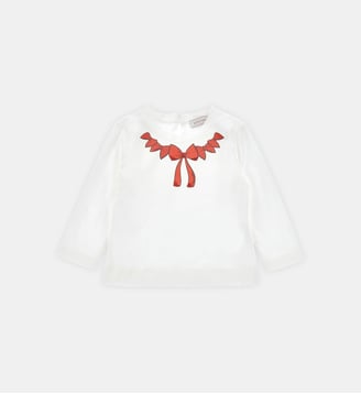 T-shirt à nœuds décoratifs - Monnalisa - Blanc et rouge