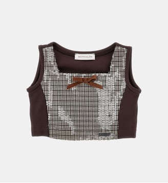 Haut à noeud sans manches - Monnalisa - Marron et gris