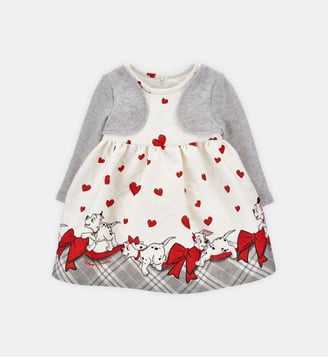 Robe évasée de cérémonie - Monnalisa - Gris et écru