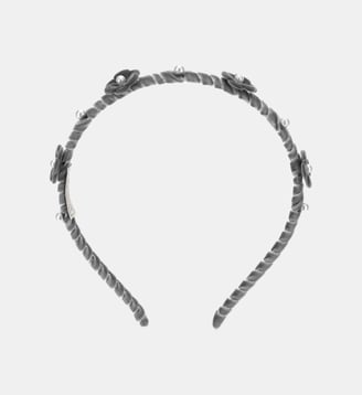 Bandeau à fleurs en velours - Monnalisa - Gris