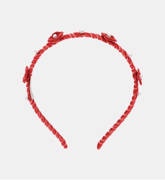 Bandeau à fleurs en velours - Monnalisa - Rouge