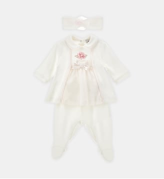 Ensemble avec rose et noeud - Monnalisa - Panna