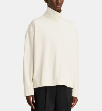 T-shirt LS à col montant en coton - Willy Chavarria - Crème