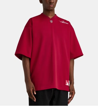 T-shirt effet maillot OS en jersey col V - Willy Chavarria - Rouge