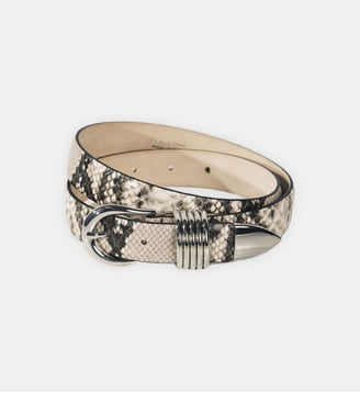 Ceinture Hollyhock embossée reptile  - Dehanche - Blanc et noir
