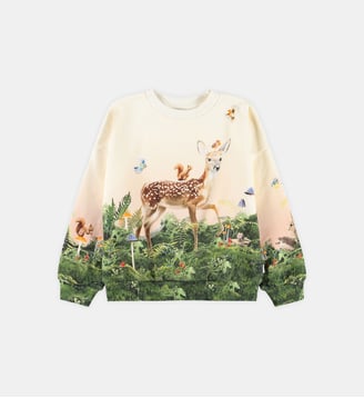 Sweat droit imprimé animalier - Molo - Ecru et vert boisé