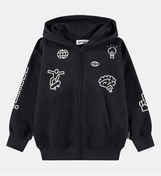 Sweat zippé à capuche à motifs - Molo - Noir