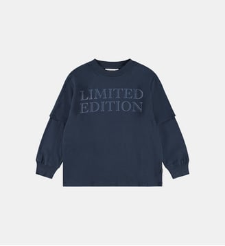 T-shirt droit coton organique manches longues - Molo - Bleu foncé
