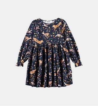 Robe courte évasée imprimé animaux - Molo - Bleu marine