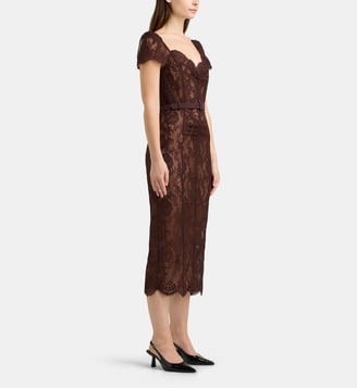 Robe midi en dentelle - Self Portrait - Brown