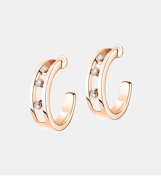 Boucles d'oreilles créoles diamant en or rose - Messika - Or rose
