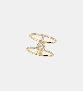 Bague diamant 2 rangs pavés en or jaune - Messika - Or jaune